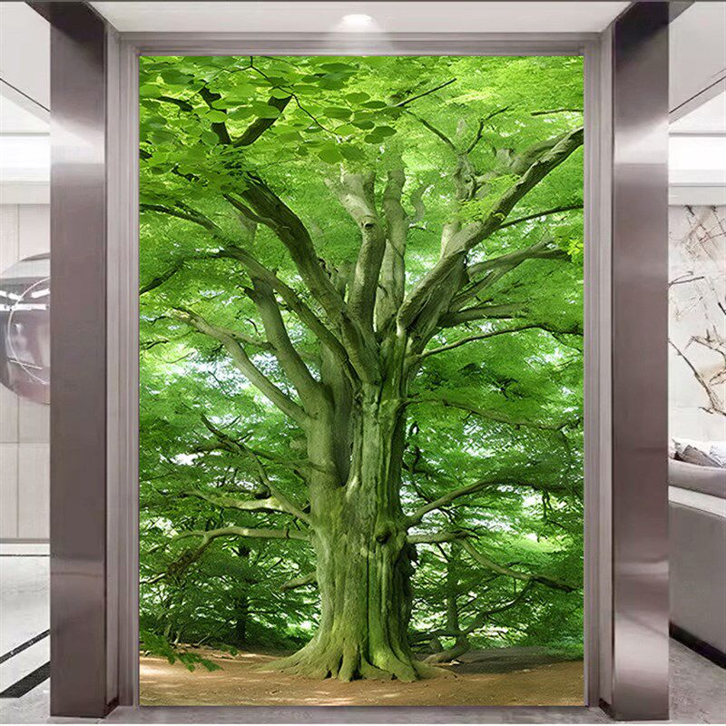 速发一棵大树古树树木参天大树玄关装饰画办公室背景墙贴画绿树自