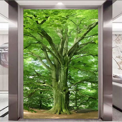 速发一棵大树古树树木参天大树玄关装饰画办公室背景墙贴画绿树自