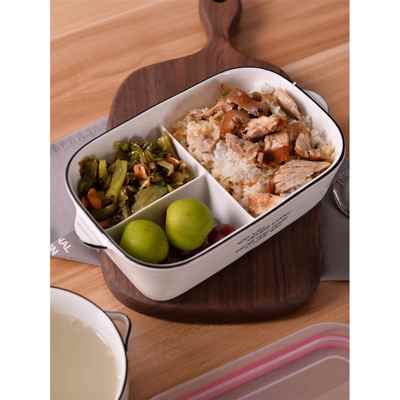 速发饭菜分离碗食堂打饭微器单个高格值神波炉专用陶瓷有盖分颜餐