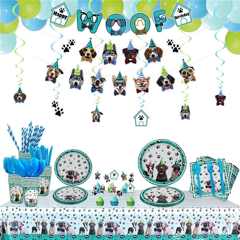 The New Pet Dog Theme Party Paper Cups Paper Plates Pull Fla