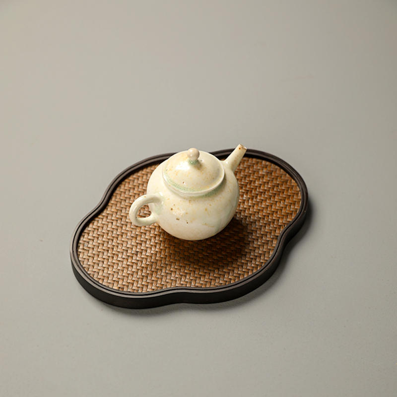 竹编海棠干泡台壶承茶盘茶垫日式禅意复古紫砂壶防水茶席茶具配件