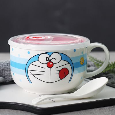 包邮泡面杯带把带盖陶瓷泡面碗保鲜碗便当饭盒麦片早餐杯可微波炉