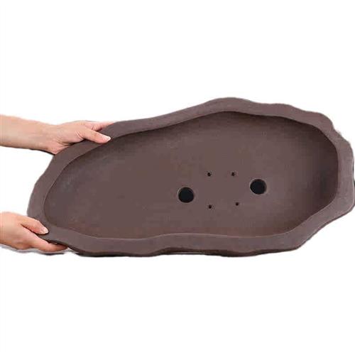 紫砂盆景盆长方形大号吸水石丛林水旱造景假山盆大口浅底异形花盆