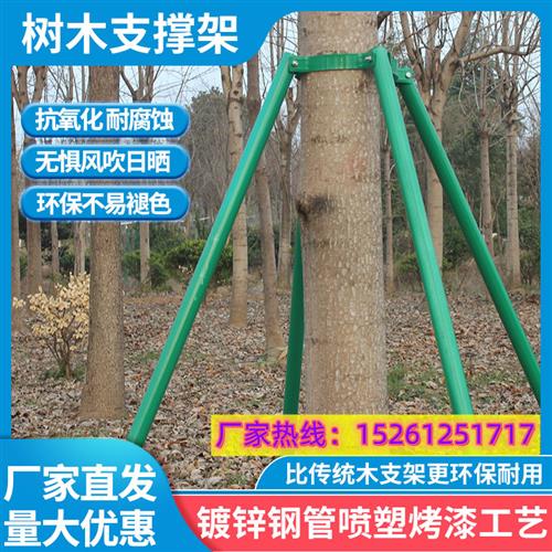 树木支撑架乔木防风抱箍园林金属树支撑钢管固定器绿色大树支伸缩