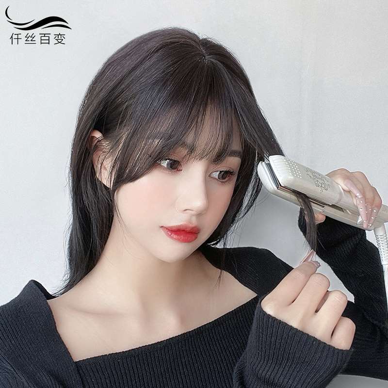 法式假刘海真发网红3d空气刘海自然前额假发片夏季头顶刘海假发女