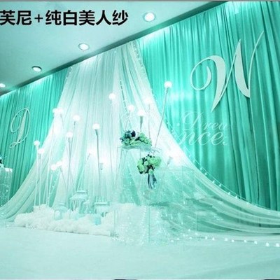新款背景纱幔婚庆舞台迎宾区签到台创意布置包邮婚礼帷幔幕布沙曼