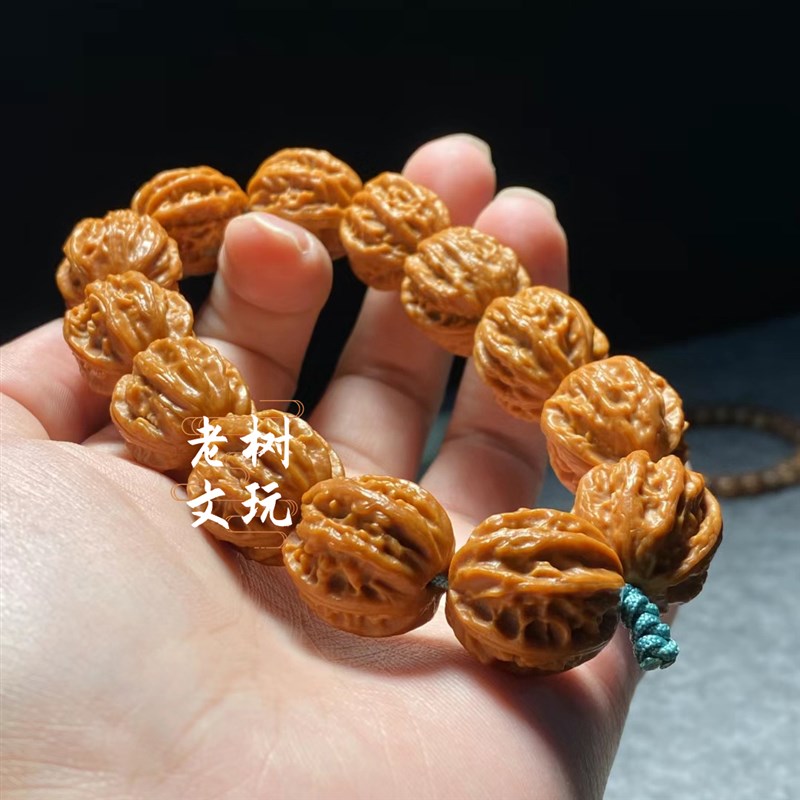 老式京八棱手串野生小核桃天然粗筋龙脊大肚手持天然桃核文玩盘玩