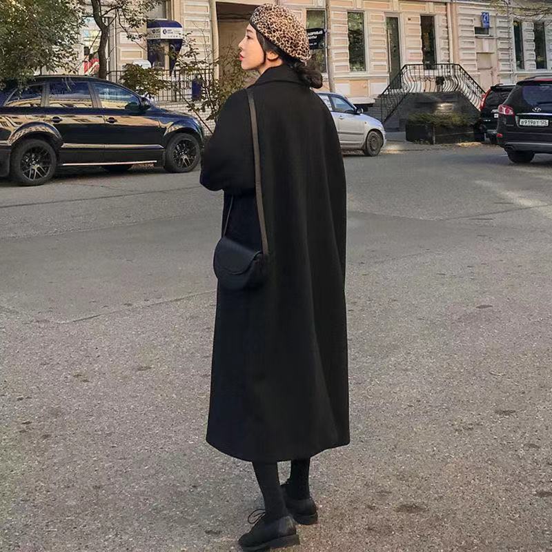 Woman Long Coat Fashion Korean Preppy Style Retro Versatile