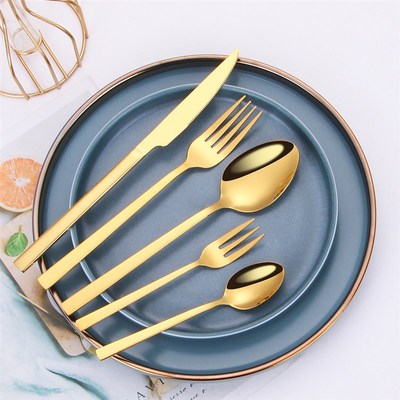 Gold Cutlery Set Stainless Steel Gold Tableware Fork Knives