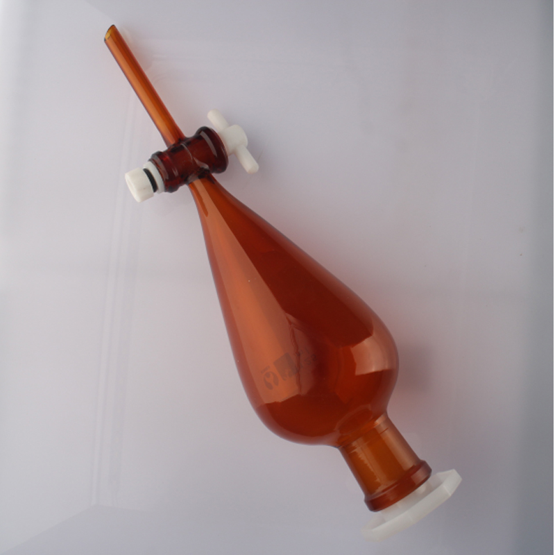 棕色梨形分液漏斗实验室萃取聚四氟活塞30/60/125/250/500/1000ml