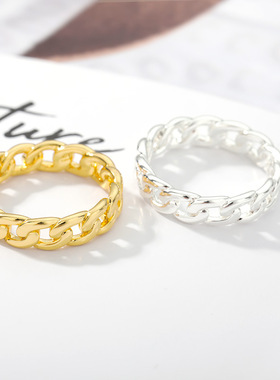 2022 Vintage Cuban Link Rings For Women Stainless Steel