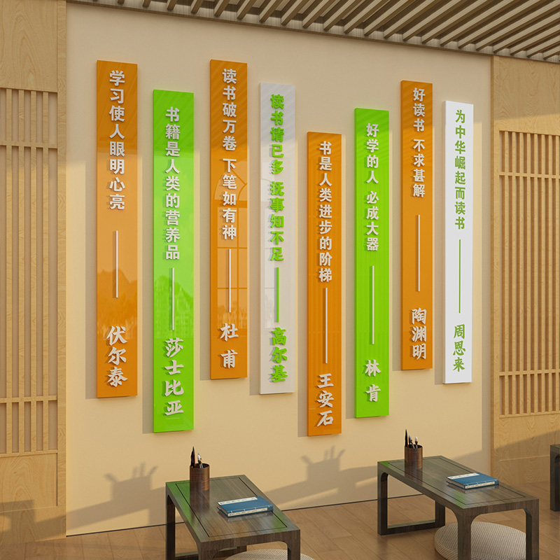 阅览室图书馆名人名言励志标语墙面装饰挂画读书角贴自习班级布置