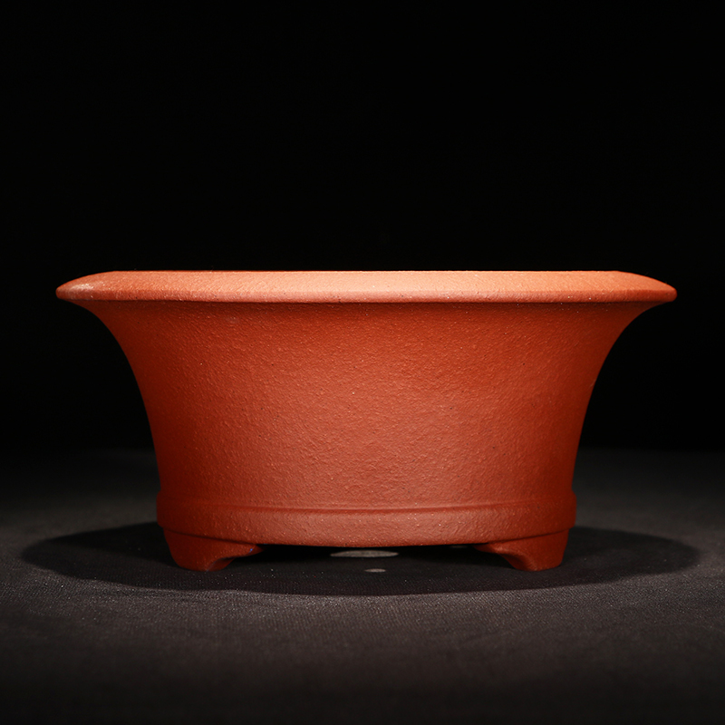 紫砂花盆小品松柏盆景花盆摆设手工原矿透气展览菖蒲紫砂透气圆形