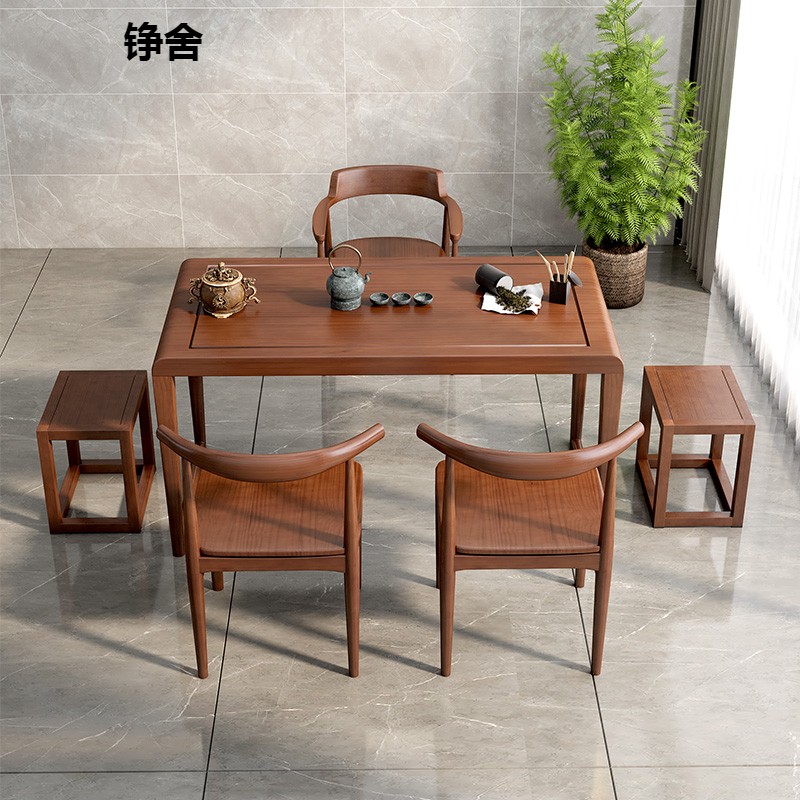 新中式阳台茶桌椅组合办公室实木功夫茶台一桌二椅家用小型茶几