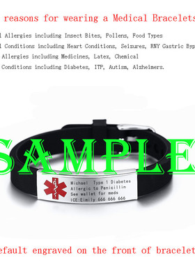 Pulseira de alerta mdico de identifica??o, gravura grt