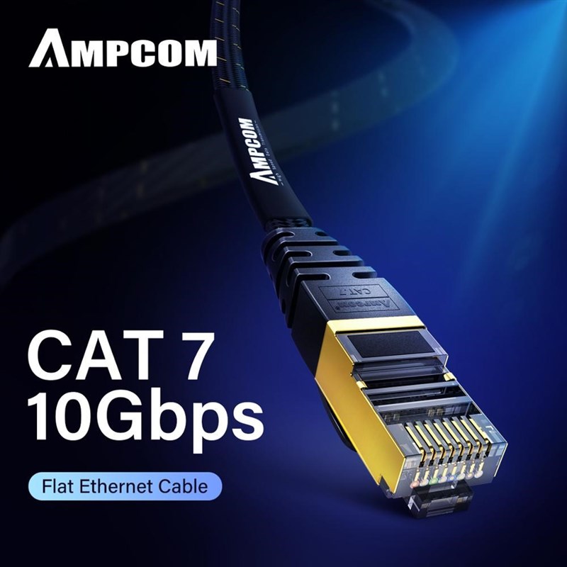 AMPCOM Ethernet Cable RJ45 Cat7 Lan Cable STP RJ 45 Flat Net