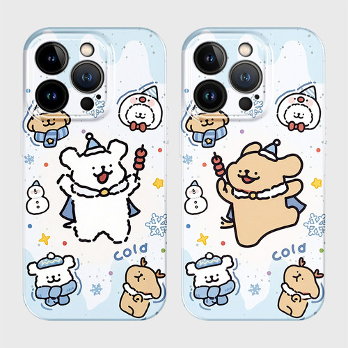 情侣小狗~披风iphone16苹果15promax小米14可爱nova13一加12小众不撞款p70华为mate60卡通vivo适用oppo手机壳