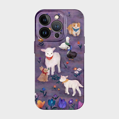 油画小羊~卡通可爱iPhone15promax苹果14小米13小众高级感华为pura70菲林mate60一加11全包硬8适用oppo手机壳