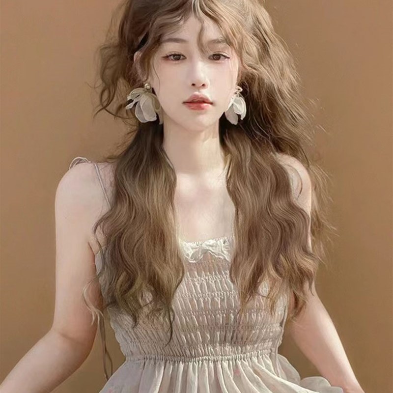 羊毛卷假发女港风复古长卷发中分卷刘海自然水波纹蓬松全头套