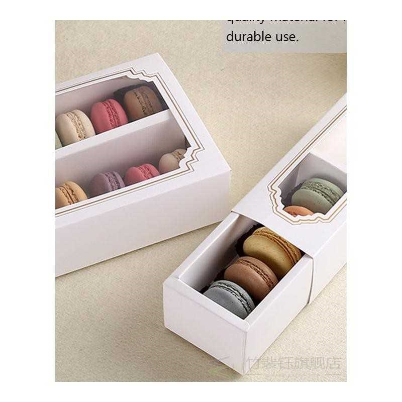 10pcs Paper Macaron Box Cake Box With Window Paper Packing B