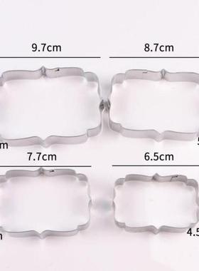 4Pcs Plaque Cutter Cookies Frame DIY Cake Oval Square Rectan