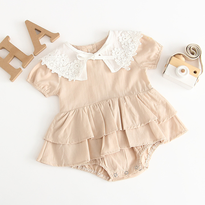 Clearance Pink cm Beige - Baby Girls Shortsleeve Romper