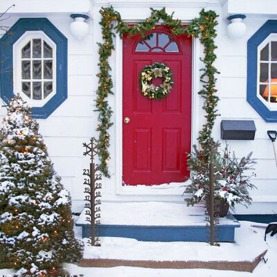 Snowflake Snow Gauge Garden Stake Winter Metal 24 Snow