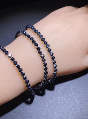 手链项链切面手串圆珠链太赫兹款女真品石饰品天然珠融冰钛闪黑超