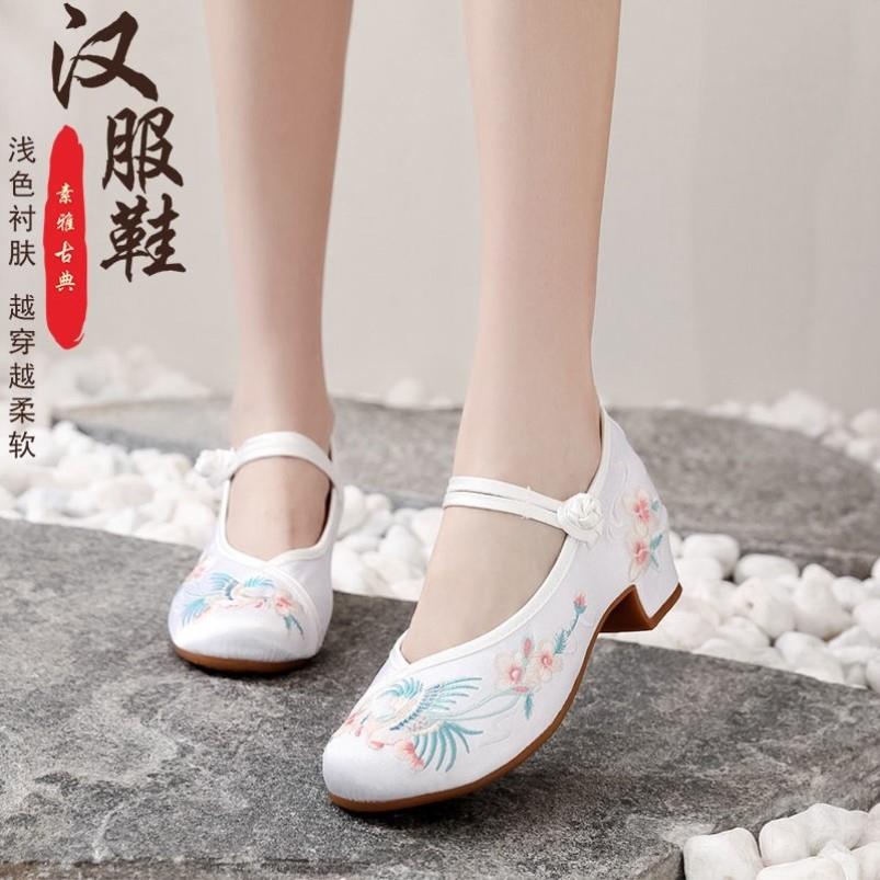 厂家汉服鞋夏季女童搭配旗袍的鞋子绣花鞋女儿童古装古风配的女童
