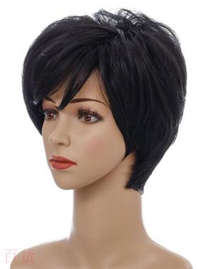 New wig lady slanting bangs fashion short straight hair cove