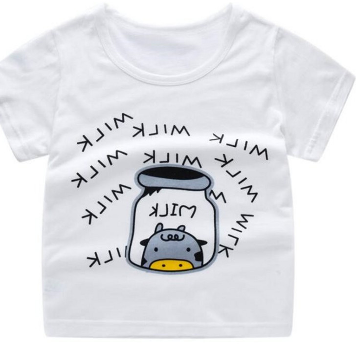 kid boy girl t shirt男女童装纯儿童短袖T恤韩版卡通打底衫