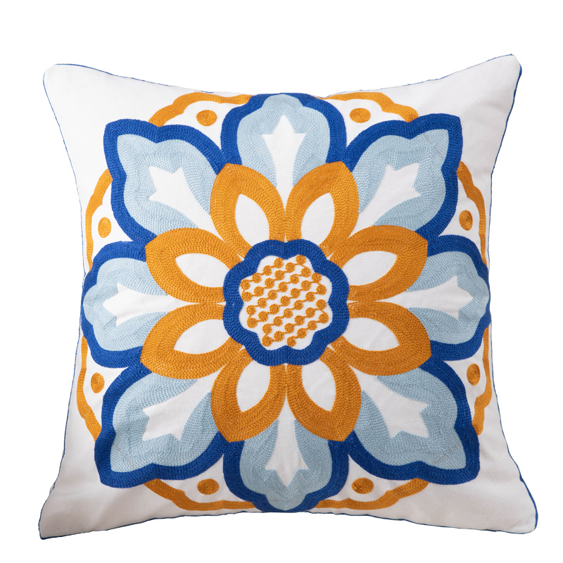 美式田园复古小清新抱枕刺绣花北欧风格沙发靠垫套加厚客厅可拆洗