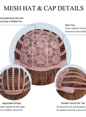 HAIRCUBE 欧美风中分橘粉色长卷发24inch女士假发套wigs