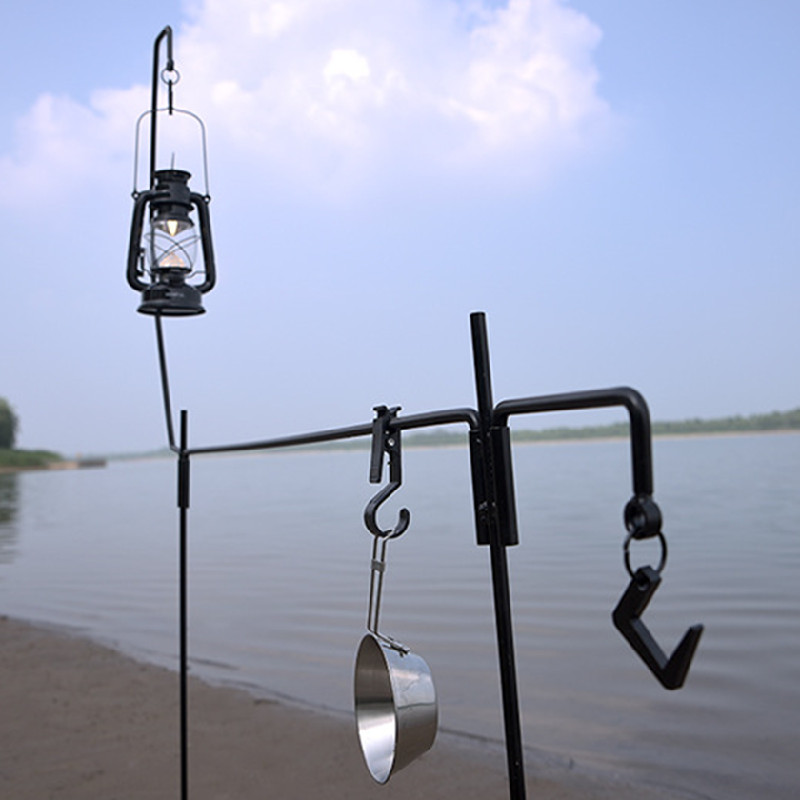 铁艺挂灯架户外露营野营灯杆照明便携式支架置物架灯挂架地插折叠