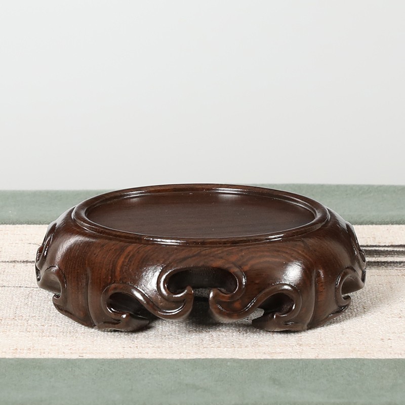 红木圆形底座整木雕刻盆景茶壶奇石摆件玉石古玩佛像实木香炉底座