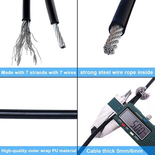 极速Gym Pulley Cable Wire Rope Thick 5MM6MM PU Skin for Repl