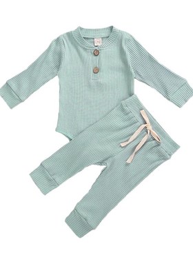 thes Sets Long Sleeve Bodysuits + Elastic Pants 2PCs Outfits