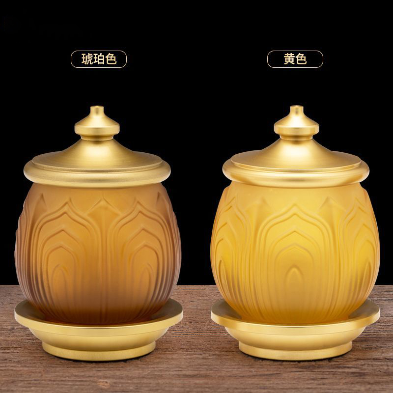 琉璃佛前佛具用品大全香炉家用供佛花瓶供水杯佛堂供盘果盘全套装
