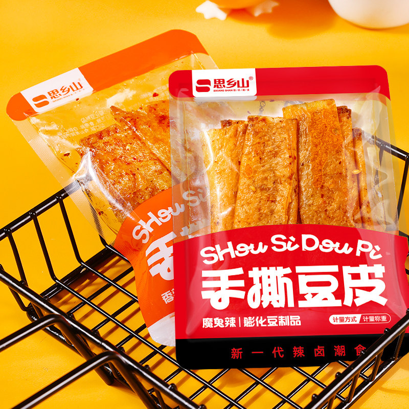 思乡山手撕豆皮香辣味豆卷辣条湖南特产零食儿时怀旧开袋即食小吃