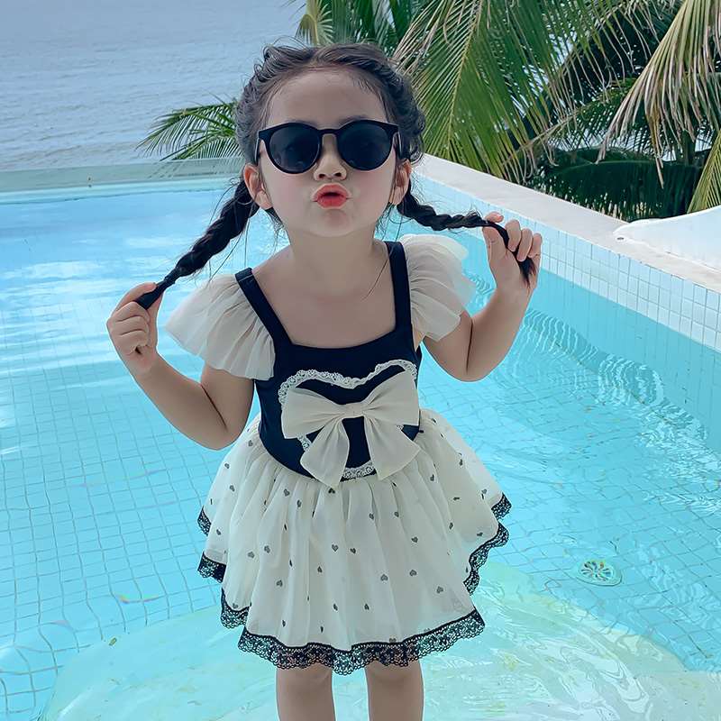 女童泳衣夏季2023新款时尚女孩宝宝夏款网红公主儿童连体泳装虹心