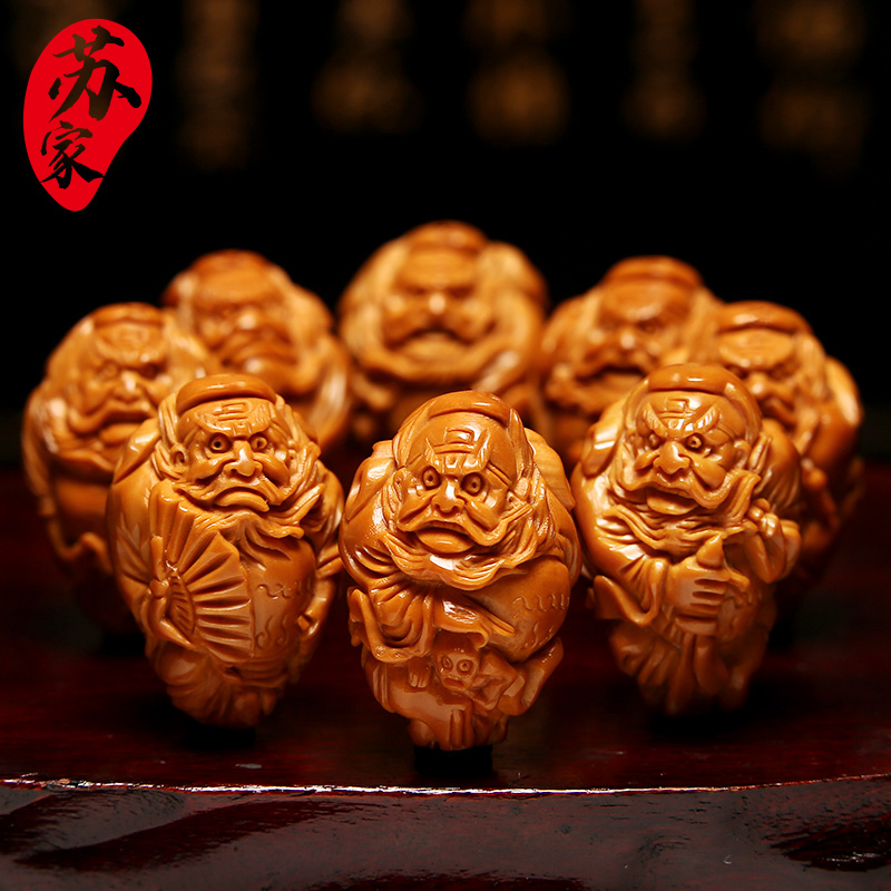 橄榄核手串钟馗醉酒把件赐福保平安手工雕刻橄榄核雕文玩男女手链