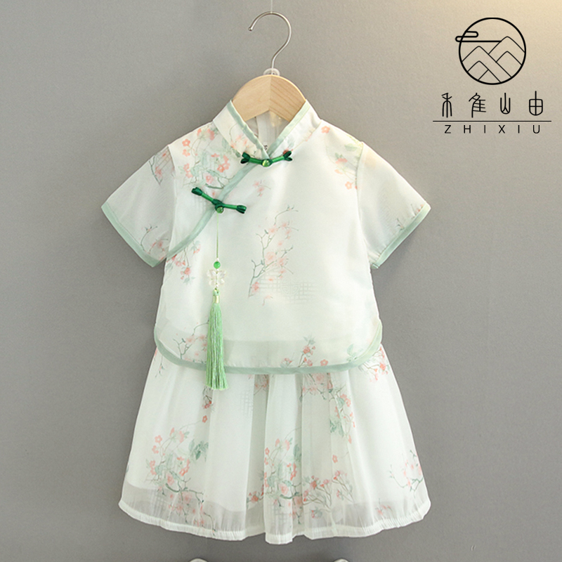 女童汉服夏季儿童唐装古装中国风民族表演国学古筝超仙演出古风裙