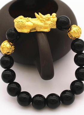 手链貔貅男女金转运越南沙首饰六字真言佛珠情侣黑曜石手串款珠本