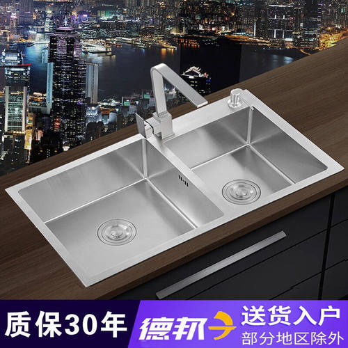 2023加厚手工水槽双水槽304不锈钢大单水槽厨房洗菜盆洗碗池套餐