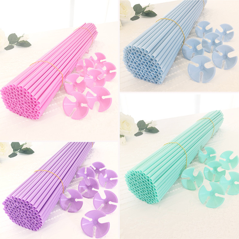 10/20/30Pcs 32cm Latex Balloon Stick Macaron Balloons Rods H
