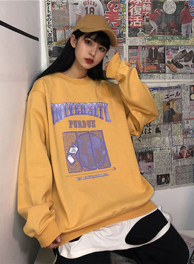 2021 Spring Autumn O-Neck Pullover Women Korean Loose Clothe