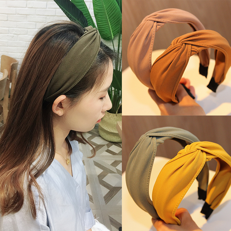 2021 Non-slip Resilience Retro Solid Wide Headband Hair Band