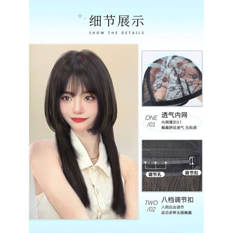 水母头假发女长发全头套式整顶自然仿真发全真人发短发公主切假发