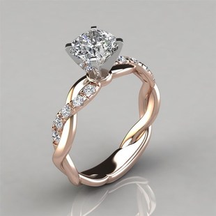 DIWENFU 14K Rose Gold White 1 Carat FL Diamond Ring for Fema