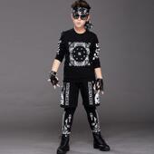 l儿童演出街舞套装 男童嘻哈性个服装 女爵士舞蹈服架服子潮表演服M